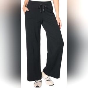 Denim & Co. Wide Leg Drawstring Joggers SZ L BLACK